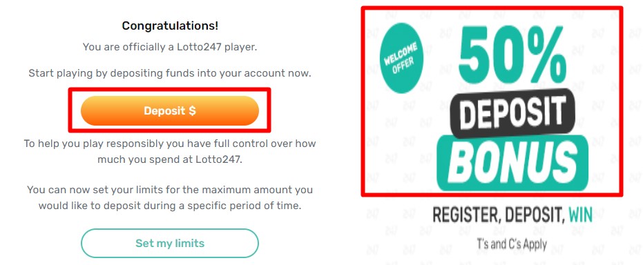 Getting 50% extra as Lotto247’s welcome bonus