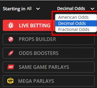 Choose decimal odds to help in the calculation